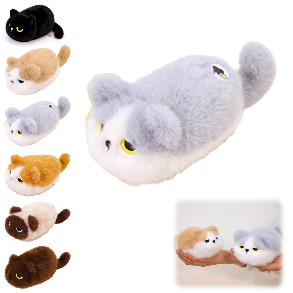 Nuyiac Purr Pillow Cat Plush, 2026 New Cat Plush Toy with Touch-Activated Purr, Hugging Pillow for Anxiety Relief & Sleep Support (off-White Cat, 17CM)