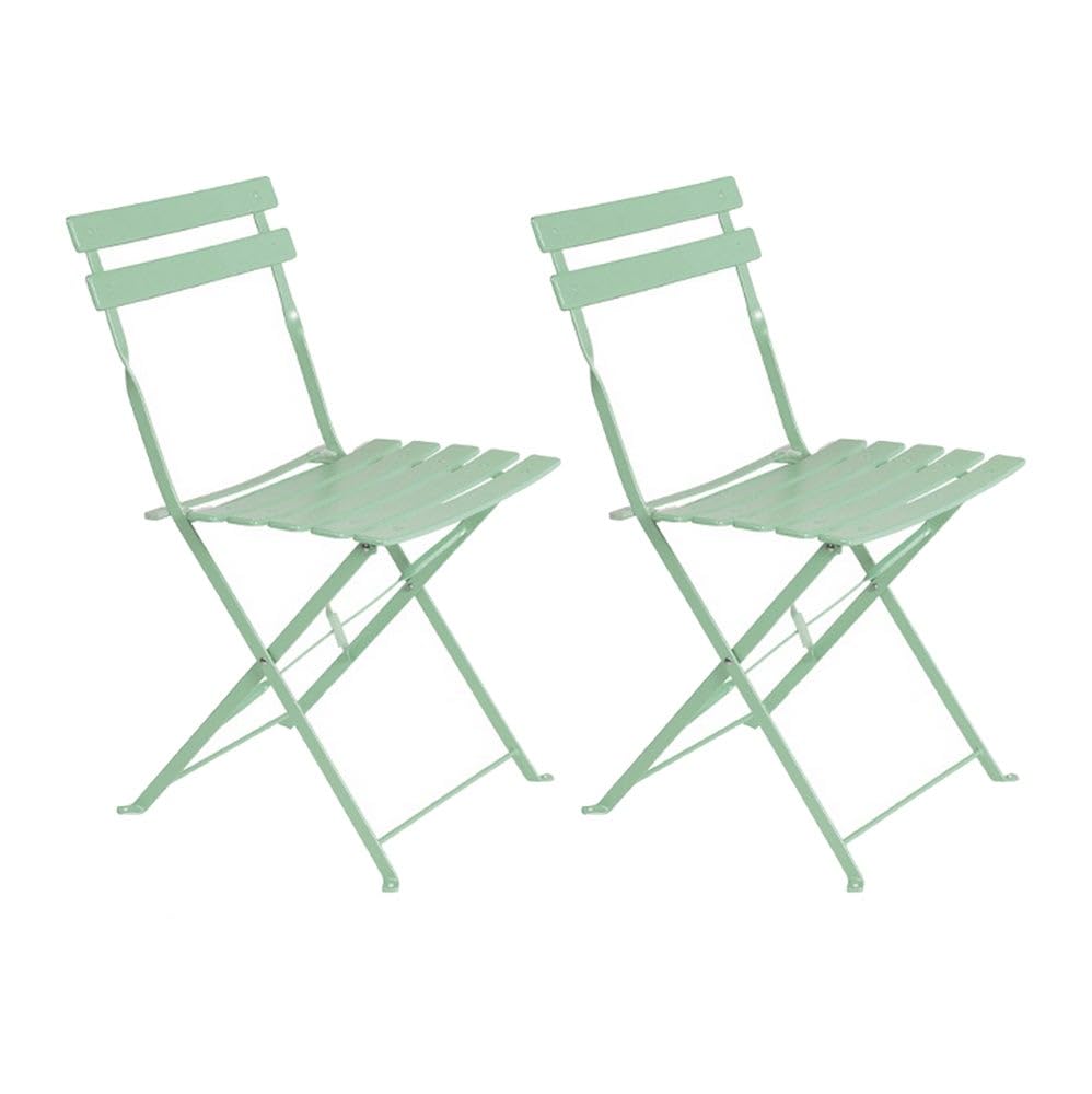 LOLAhome Set de 2 sillas Plegables de jardín y terraza Sira de Acero con Lamas de 41cm x 46cm x 80cm (Verde)