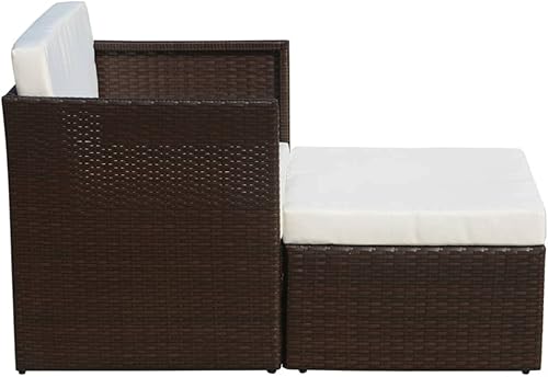 Miniatura 5 de Silla de patio con taburete de ratán de poliéster color marrón, cómodas sillas de patio al aire libre, Sillas para Comedor para sala de estar,