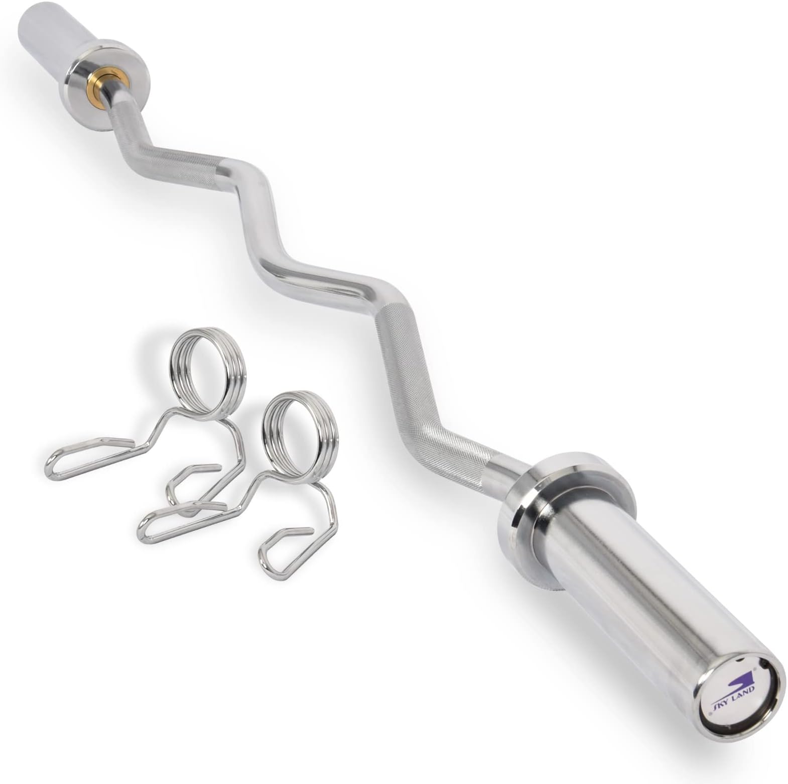 Olympic Zig Zag Curl Bar 1.2M – Chrome Coated EZ Bar for Biceps, Triceps & Strength Training | Heavy Duty Steel Weight Lifting Barbell Rod – EM-9265-ZIP