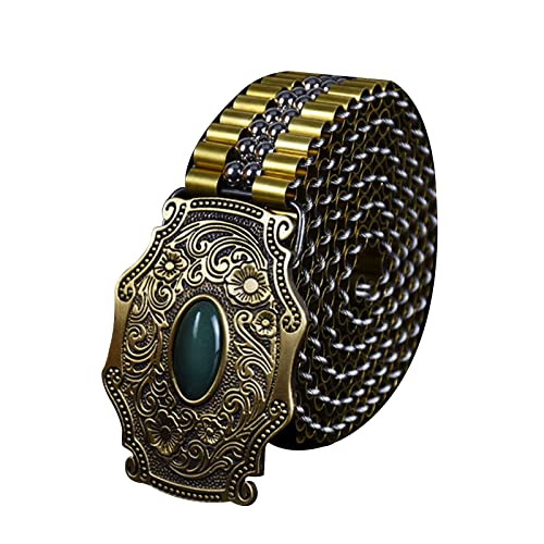 Ceinture métal homme dorée boucle longue acier inoxydable sans cuir pour pantalon jeune