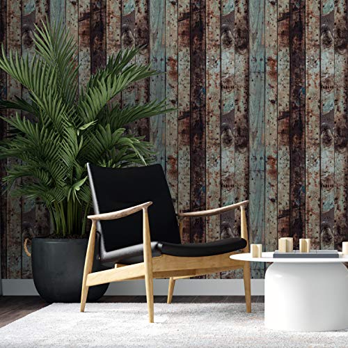 Papel de Parede Rolo Adesivo Tendenci Estampa Madeira - V (3 Metros, Madeira V E)