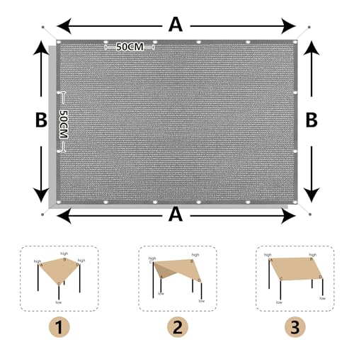 Voile d'ombrage vent et eau perméable 3.8m pour éviter la chaleur sur terrasse - 7