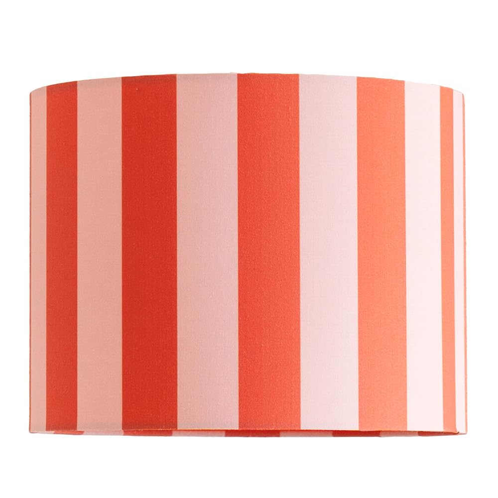 ValueLights Callie Colour Clash Small Orange & Pink Stripe Fabric Drum Lamp Shade