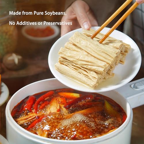 Dried Bean Curd Sticks,Extra Thick Yuba Tofu Rolls,Made from Pure Soybeans,No Additives or Preservatives,Perfect for Vegan Recipes and Healthy Soups - 1lb(2 bags) - Thumbnail 3