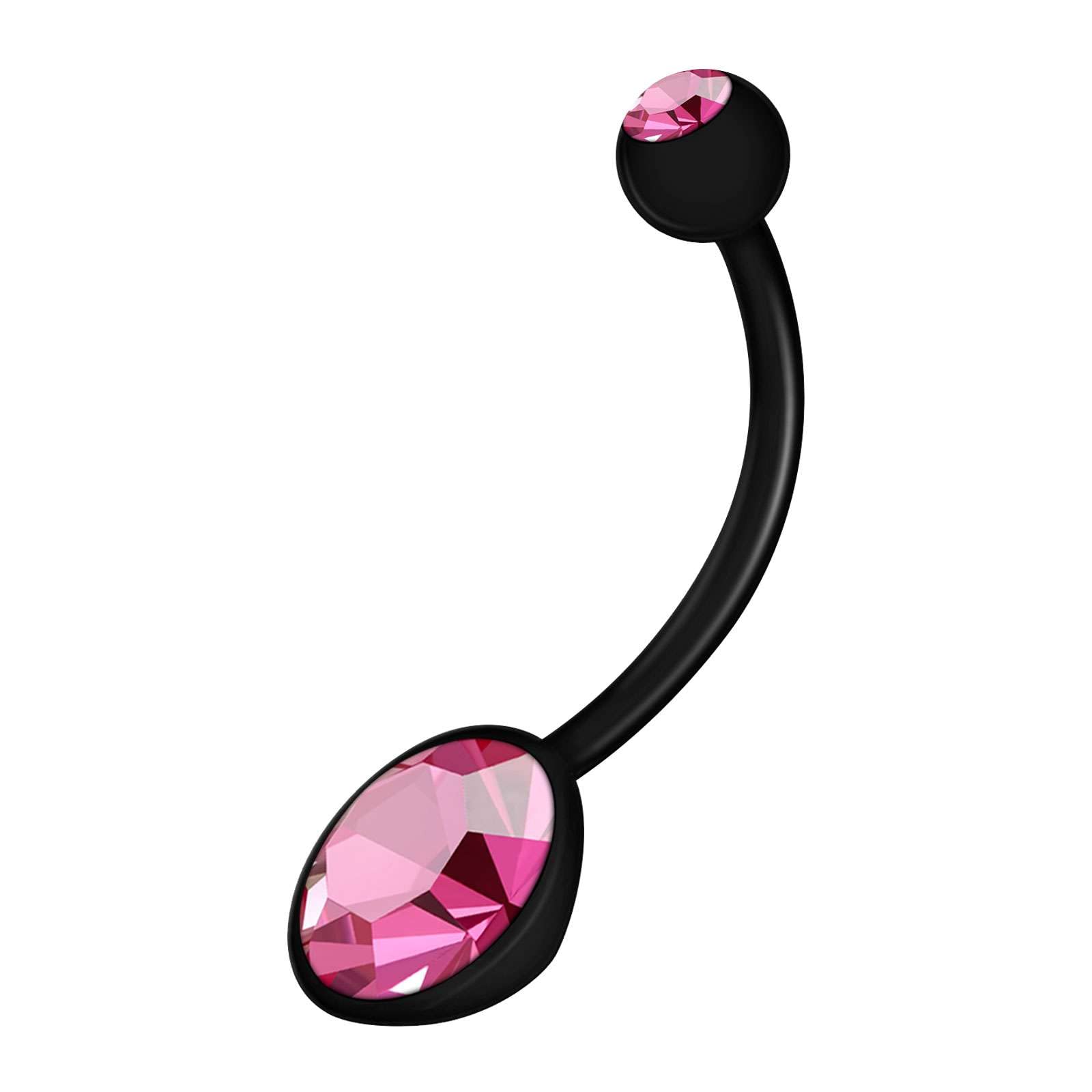 Generic1PC Bioflex Black pregnancy belly button rings 14g 17mm 5mm and 9mm Crystal Ball Earrings Piercing Jewelry Pick Color