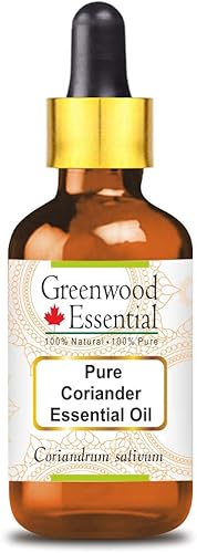 Greenwood Essential Aceite esencial de cilantro puro (Coriandrum sativum) con cuentagotas de vidrio 0.3 fl oz (0.33 oz)