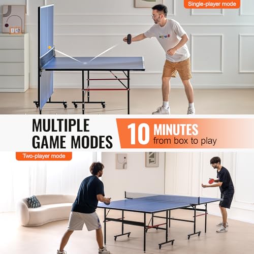 VEVOR Ping-Pong-Tisch, professionelles Tischtennisspiel, tragbarer MDF-Tischtennistisch für den Innenbereich, Faltbarer Ping-Pong-Tisch mit Schnellklemmnetz und feststellbaren Rädern – Bild 5