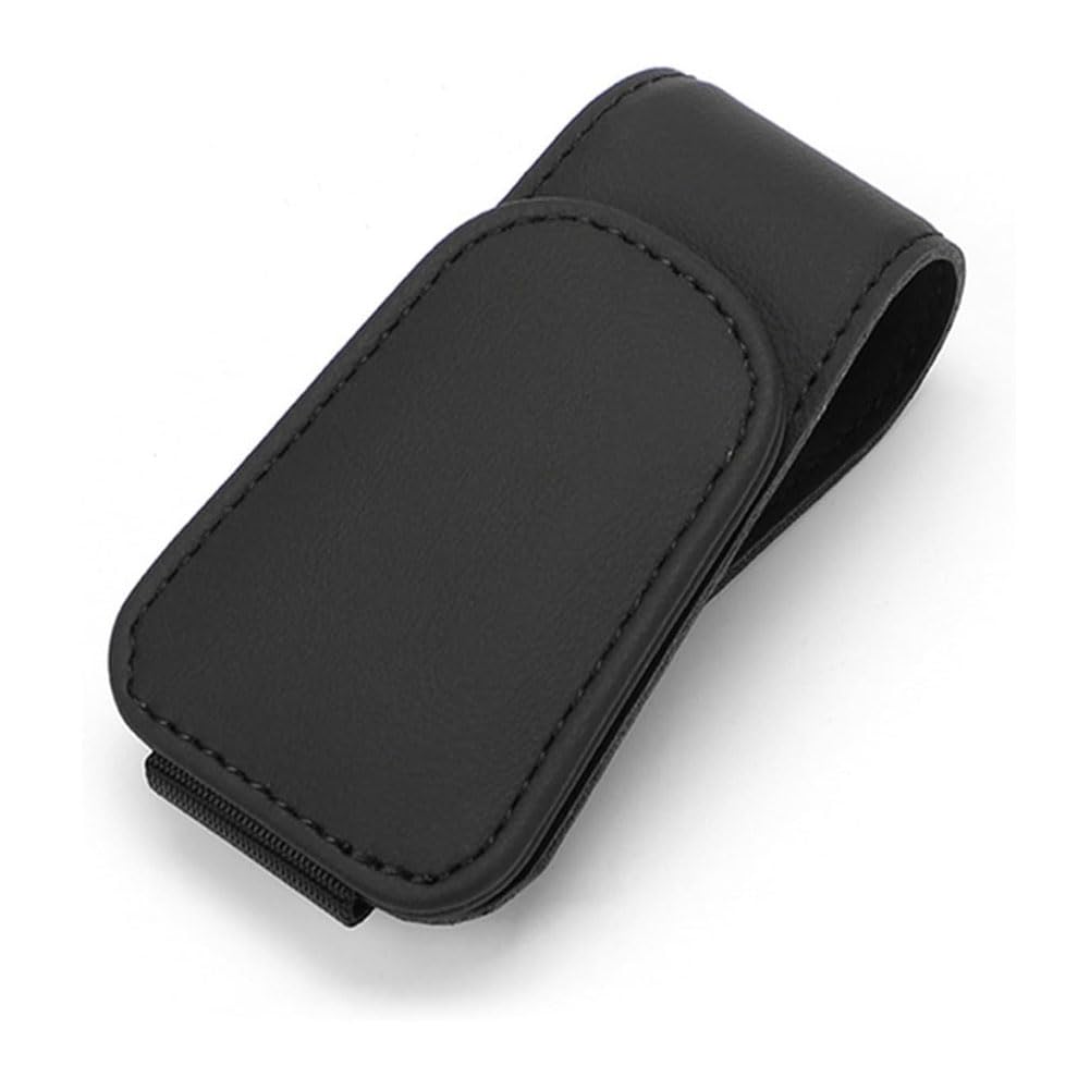 MAJHERMAJHER Car Sunglasses Holder for Nissan NV 3500-2500 Patrol Y62, Leather Glasses Holder Eyeglass Hanger Clip Sun Visor Holder Interior Accessories,A/Black