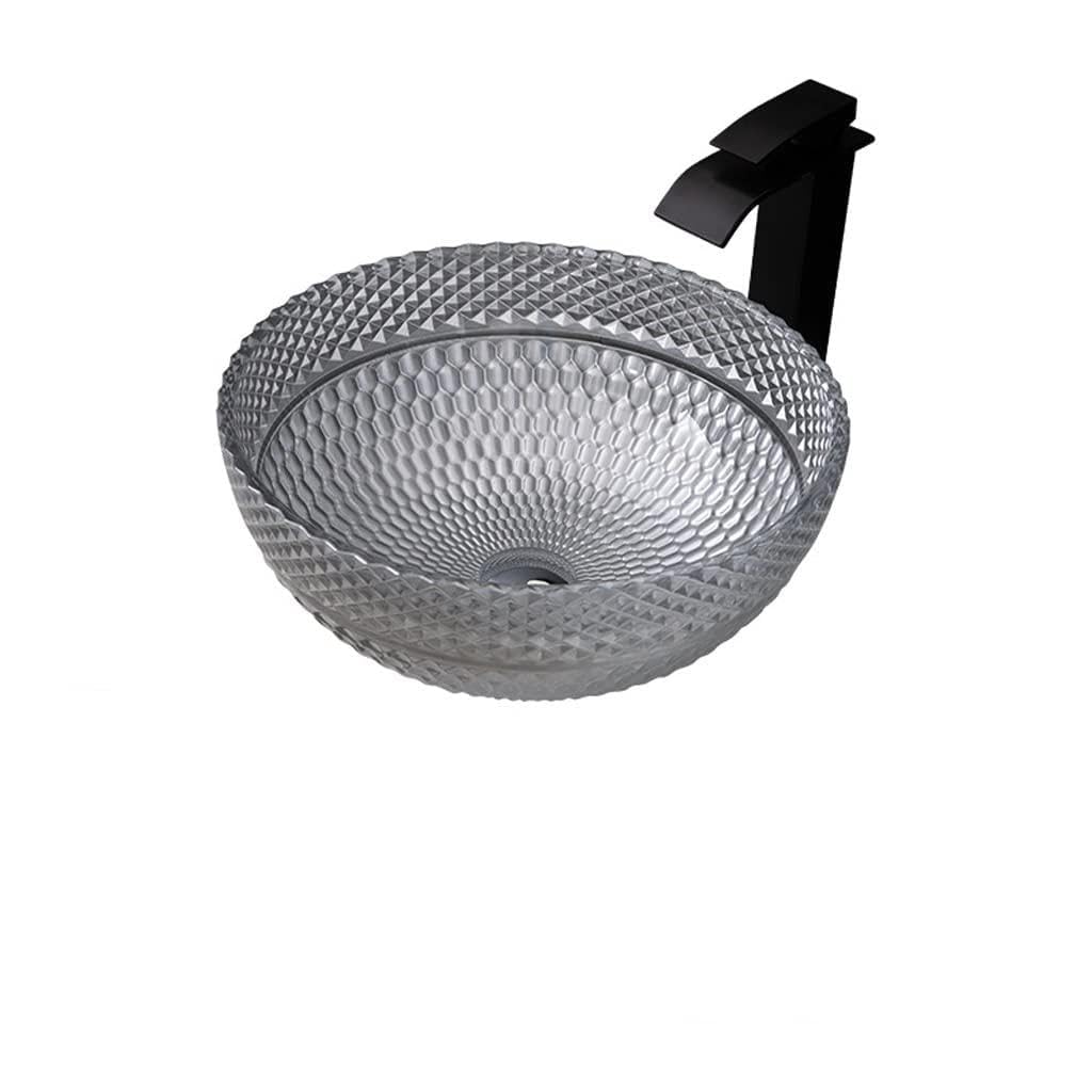 Hpthly C Bathroom Ountertop Vessel Sink Bathroom Vessel Sink Hotel Art Ountertop Sink Round Fashion Wash Basin Tempered Glass Wash Basin Bathroom Sinks (C)