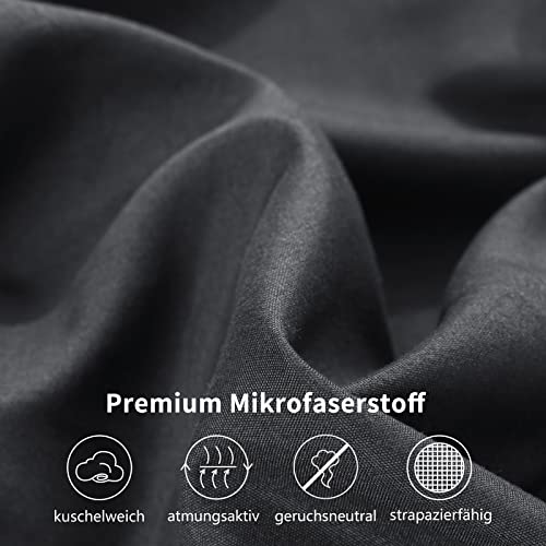 RUIKASI Bettwäsche 220x240 3 teilig Anthrazit - Bettbezug 220 x 240 Set mit Kissenbezüge, Bettwäsche-Sets 240x220 aus Mikrofaser mit Reißverschluss Weich und Bügelfrei - Image 5