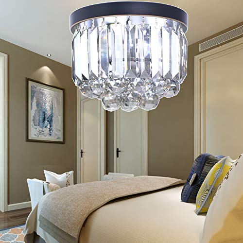 Flash Deals - 50% OFF Flush Mount Ceiling Crystal Chandeliers, 3-Lights, Diameter 9.8 Inches(25CM) x High 7.8 Inches(20CM), for Hallway, Bedroom, Dining Room, Kids Room, Walking Closet (Black Canopy &Clear Crystals) One-Day Sale: Up to 70% Off Flush Mount Ceiling Crystal Chandeliers, 3-Lights, Diameter 9.8 Inches(25CM) x High 7.8 Inches(20CM), for Hallway, Bedroom, Dining Room, Kids Room, Walking Closet (Black Canopy &Clear Crystals)