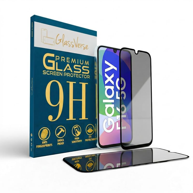 Image of GlassVerse Privacy Tempered Glass for Samsung Galaxy F16 5G | Anti Spy Screen Protector, 9H Hardness, Edge to Edge, Case Friendly, Hassle-less Installation Kit Included. (Pack of 2)