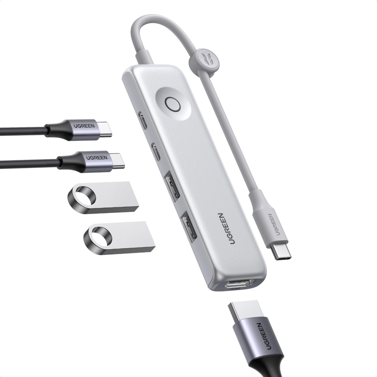 UGREEN USB C Hub 5-in-1 Revodok, Slim Portable USB-C Adapter | 100W PD Charging, 4K@60Hz…