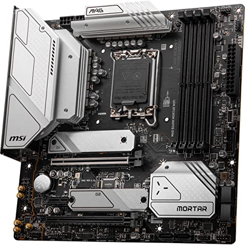 Image of MSI MAG B660M Mortar WiFi Motherboard, Micro-ATX - Supports Intel 12th Gen Core Processors, LGA 1700 - DDR5 Memory Boost 6200+MHz /OC, PCIe 4.0 & 3.0 x16 Slots, 2 x M.2 Gen4 Slots, Wi-Fi 6E