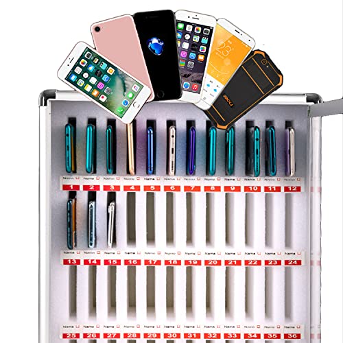 Aiwfl Cell Phones Storage Cabinet 60 Slots Aluminum Alloy Cell Phones Holder Storage Box Mobile Phones Desktop Organizer Wall-Mounted Pocket Chart Storage Locker Box With A Lock For Classroom Office #TOP4