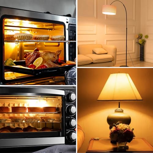 2 Stück Backofenlampe E27 Dimmbar, 2700K Warmweiße Herd-Glühbirne, 410 Lumen, 71MM * 45MM, AC 240V, Bis 300°C Hitzebeständiges, G45 Globe Klar Lampen, für Backöfen, Lava Lampe, Saunalicht