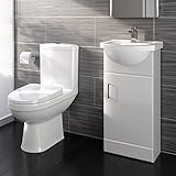iBathUK Modern Close Coupled Toilet Bathroom Vanity Storage Unit Basin Cloakroom Set (Assembled) - Image 1