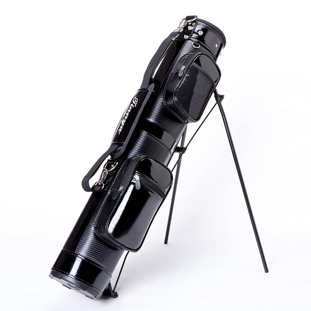 Golftasche, Leichte Golf-Standtasche, tragbare Golftasche, Golf-Tragetasche for Herren und Damen, for 9 Schläger, schwarzes PU-Leder
