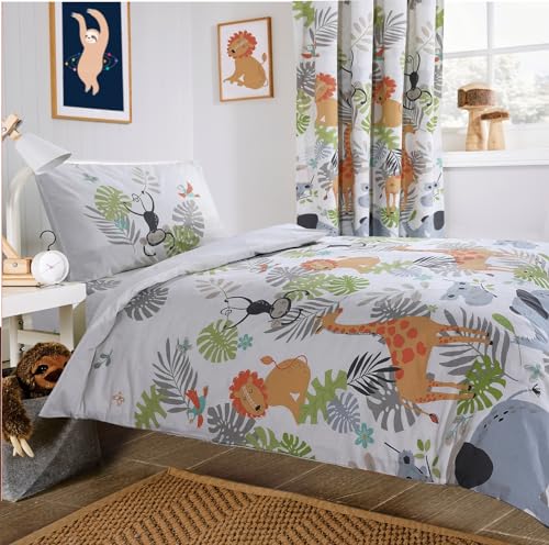 LIZZIE JACOBS New Children Designs Luxurious Printed Kids Boys Girls Matching Curtains (Safari Printed, Curtain Pair 66"x72")