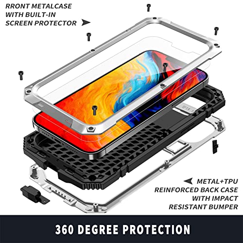 Coque en métal iPhone 14 Plus argent avec protection intégrale 360 et protège-écran - 4
