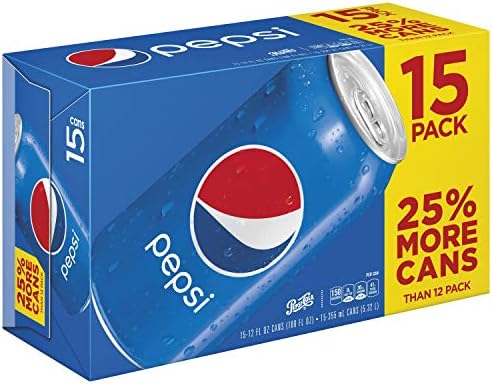 Pepsi Cola Soda Pop, 12oz Cans (15 Pack)