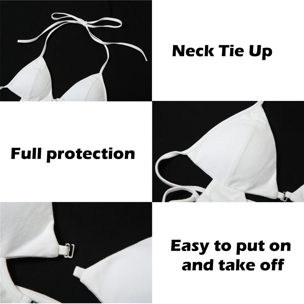 Women's Sexy Cut Out Deep V Neck Halter Crop Top Sleeveless Criss Cross Tank Top Tie Up Backless Cami Crop Top White - Image 5