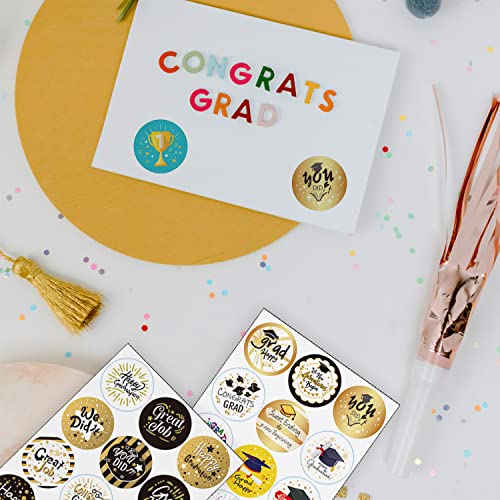 1.5In Graduation Stickers 16 Sheet 192Pcs Graduation Gift Tags Grad Congrats Stickers, Envelope Seals Candy Stickers Labels Grad Party Supply #TOP4