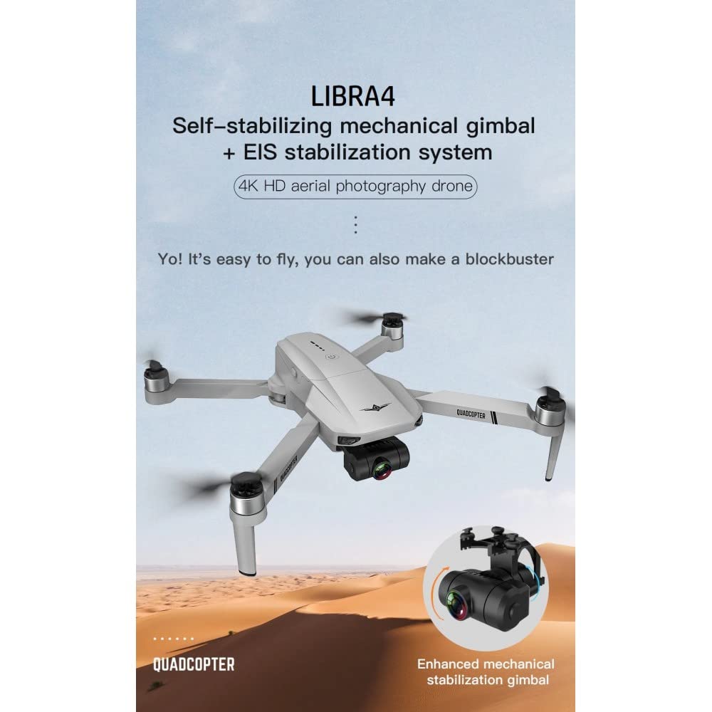 LUXWALLET Libra4 FPV Kamera Full HD WiFI GPS i 2-Ace Gimbal Drone, Zasięg 1,2 km, Pomarańczowy