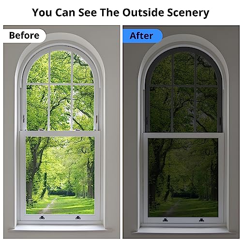 LUCMO Static Cling One Way Window Privacy Film See Out Not in 79 x 35 in, Black Mirror Light Blocking Window Film, Room Darkening Window Tint Film Light Blocking Cover