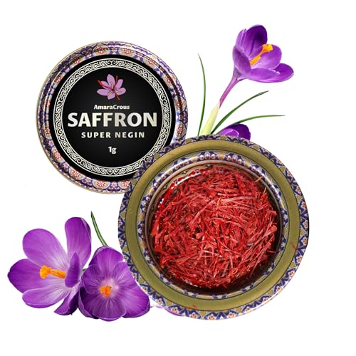 AmaraCrous Premium Saffron Threads – Super Negin Grade, 1g– 100% ...