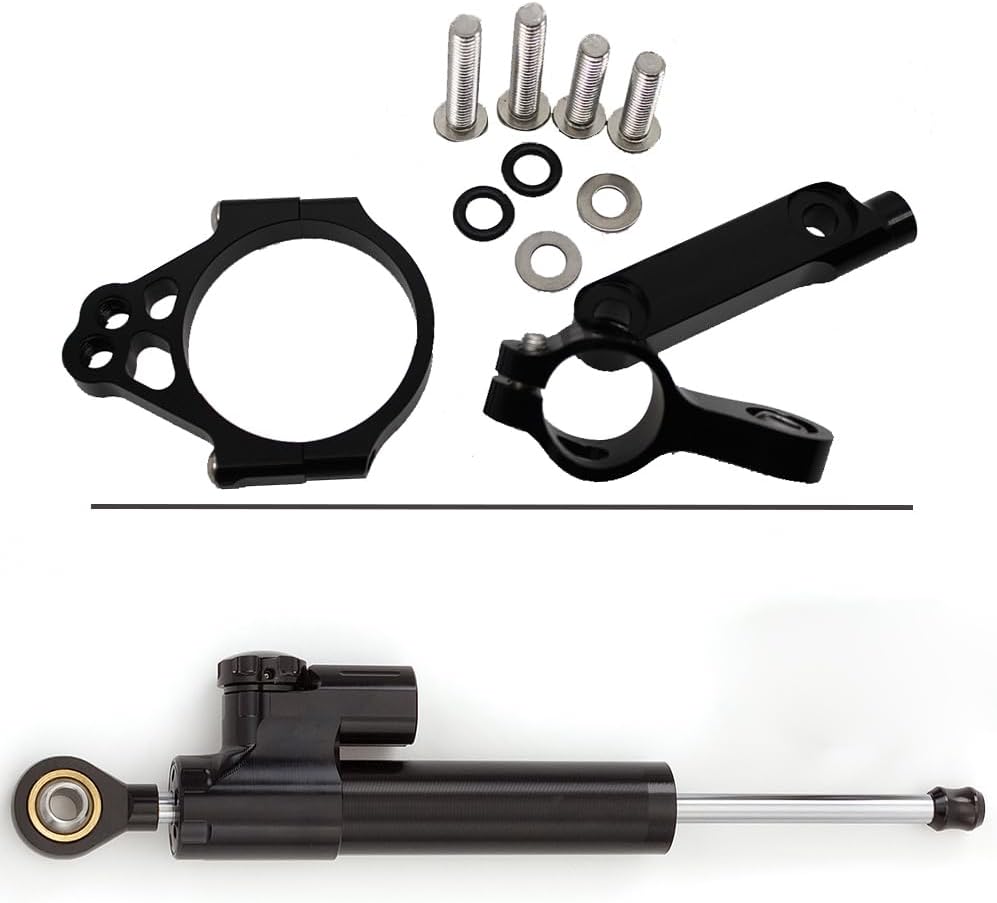 FXCNC Motorcycle CNC Steering Damper Stabilizer Buffer Control Bar With Mounting Bracket Kit Full Set Compatible with VERSYS 1000 2012-2016