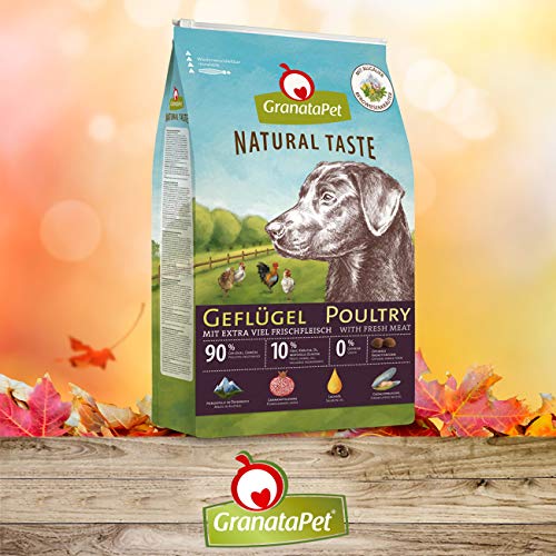 GranataPet Natural Taste Geflügel, Trockenfutter für Hunde, Hundefutter ohne Getreide & ohne Zuckerzusätze, Alleinfuttermittel für ausgewachsene Hunde, 12 kg