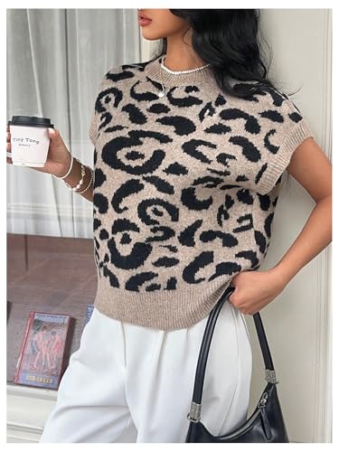 Image of SOLY HUX Women's Short Sleeve Sweater 3D Floral Sweaters Pullover Tank Tops Knit Vest Trendy Fashion Clothing