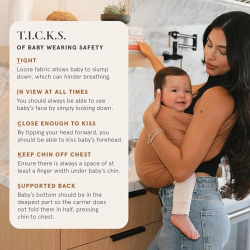 Image of WildBird - Ring Sling Baby Carrier - 0-36 Months (up to 35 lbs) - Standard (74 inch) Raven & Bronze Ring - Front, Hip or Back Carry - Adjustable Fit - Natural Linen - Baby Essentials - New Mom Gifts