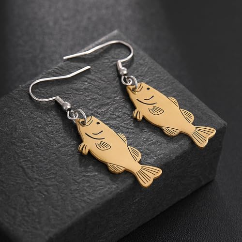 Largemouth Bass Fish Earrings, Fisherman Jumping Bass Earrings Stainless Steel, Fishing Amulet Gift3