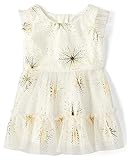 The Children's Place Baby Girls' and Toddler Short Sleeve Dressy Dress, Christmas Sparkle, 3T
