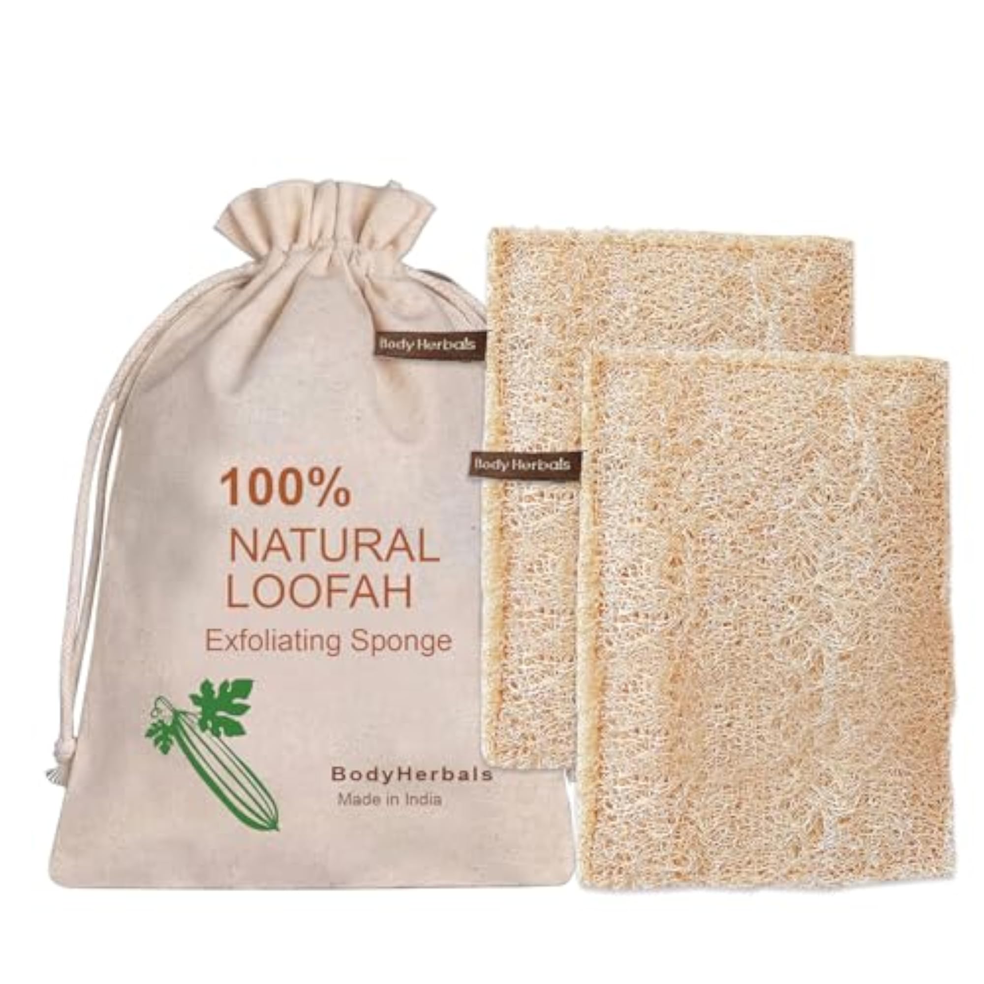 Natural Sun Dried Bath Loofah Rectangular (Pack of 2) Gift Bag