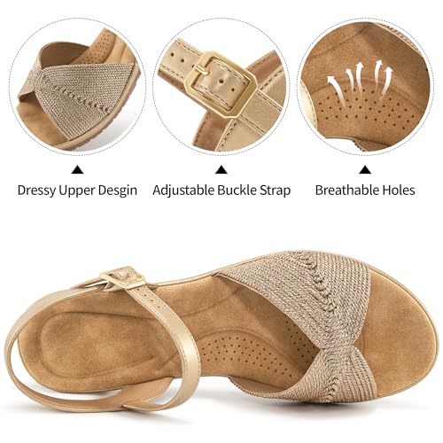HARENCE Wedge Sandals for Women Dressy: Comfortable Open Toe Low Platform Wedges Sandal Casual Summer Wedding Shoes3