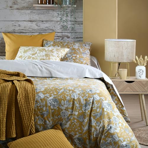Funda nórdica de percal de algodón jacinto dorado para cama doble elegante 6