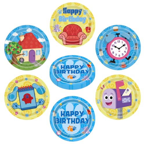 AILIMY 60 Blue Spotted Dog Birthday Plates Party Supplies for Baby Shower