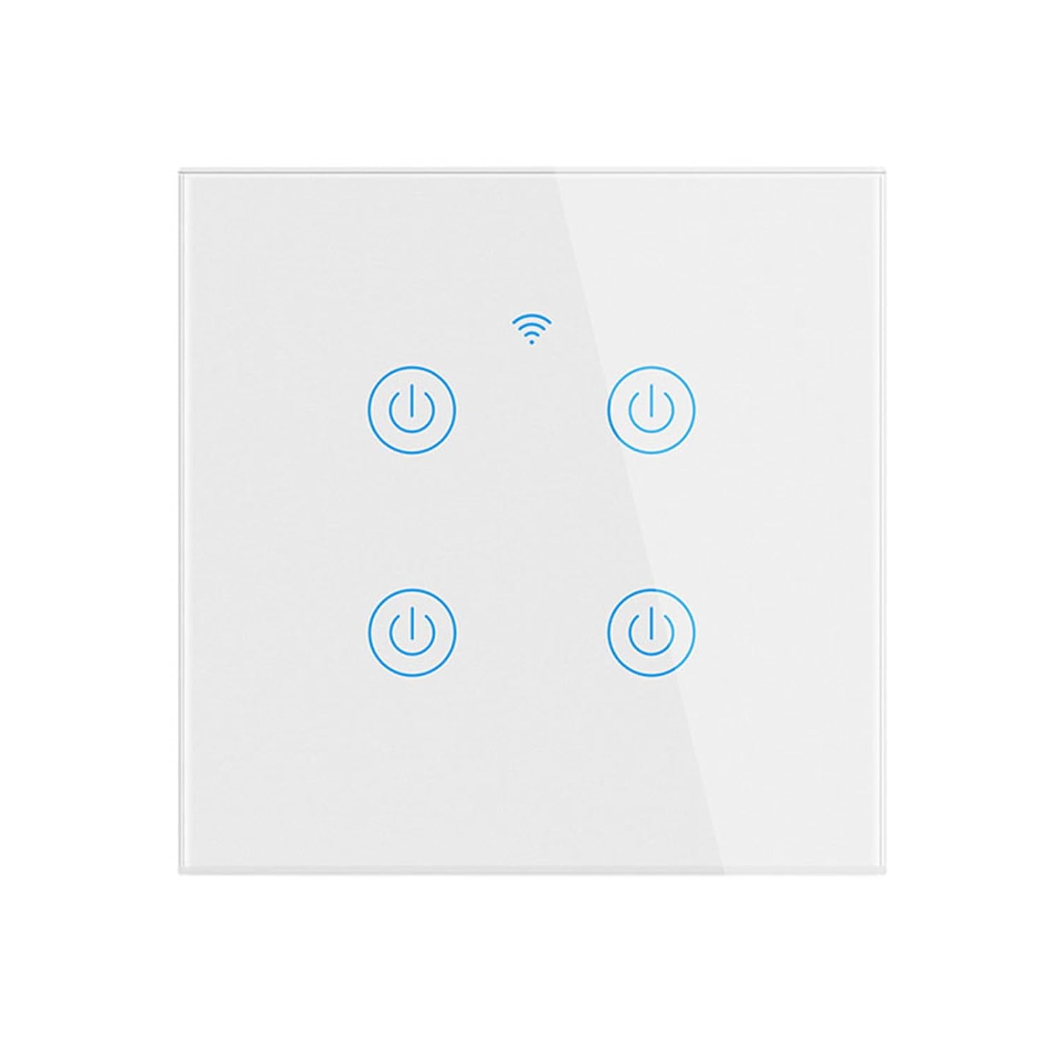 Tuya Smart WiFi Touch Light Switch EU No Neutral Wire Required Wall Switch Compatible with Voice Control White 4 Gang