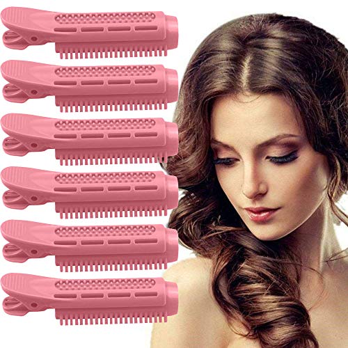 Pinza para el Pelo Esponjosa Self Grip Root Volume Hair Curler Clip Volumizing Hair Root Clip Natural y Esponjosa para Todos Los Tipos De Cabello (6PCS,Rosado)