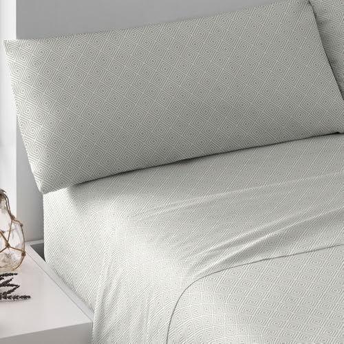 TRAMAS+ Sabanas 150x190 / 200cm 100% algodón Suave, Juego de sábanas 4 Piezas, Sabana Bajera Ajustable, Encimera, 2 Fundas de Almohada 90x45cm, Certificado Oeko Tex - Cama 150,Chakras Topo