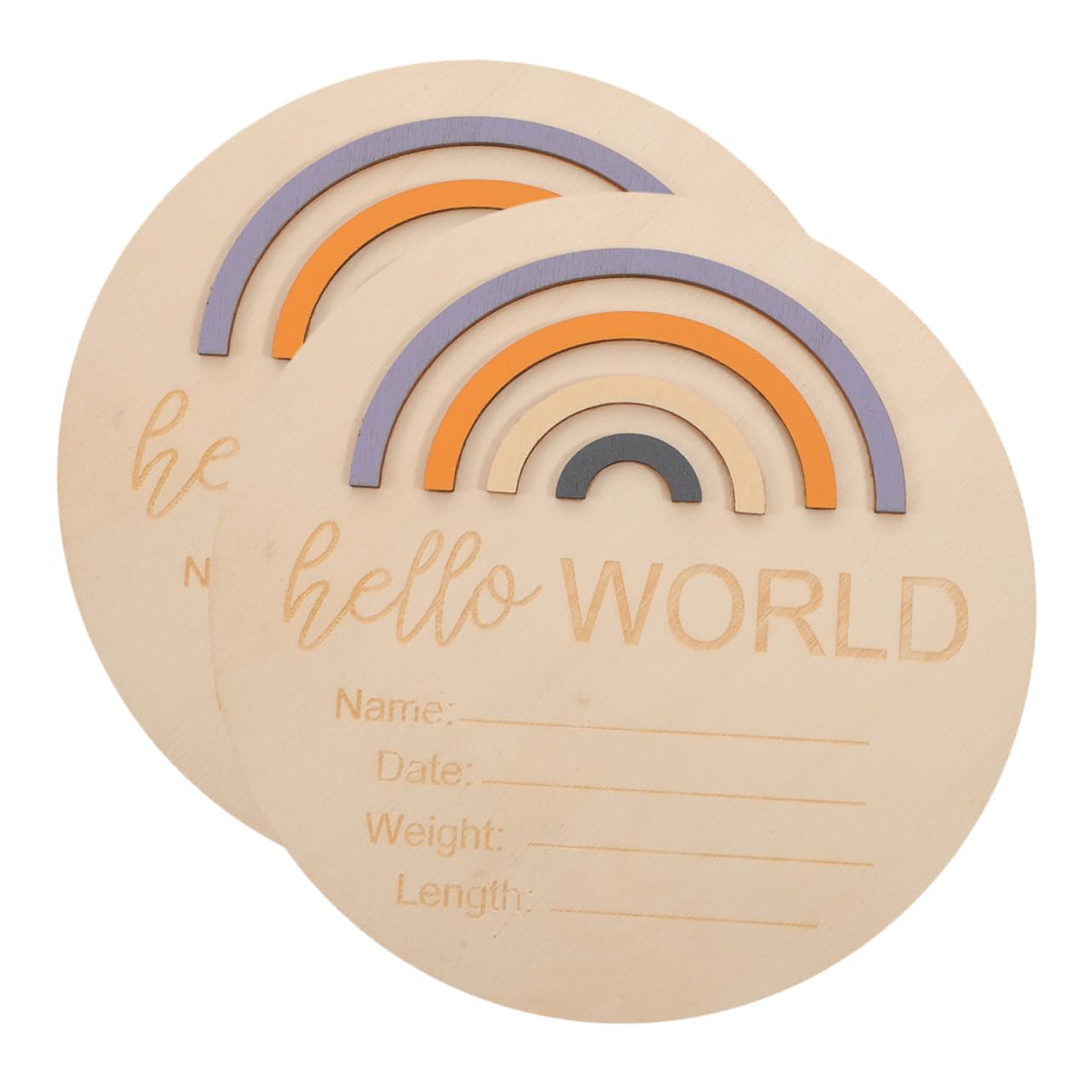 VANZACK 2 pcs Birth Announcement Wooden Sign Rainbow Name Signs for Newborn Photography Milestones for Shower and Special Moments