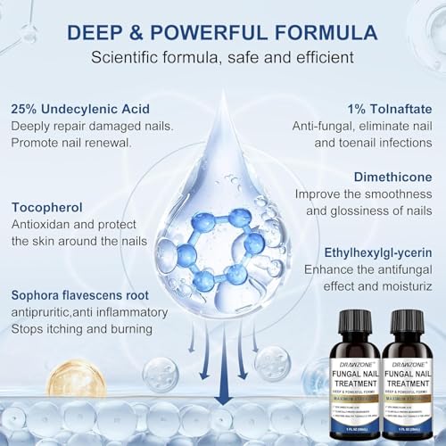 Toenail Fungus Treatment Extra Strength with 25% Undecylenic Acid, Ingrown toenail treatment, nail repair, Fungus nail treatment, yellow toenail, Damaged Nails foot fungus treatment extra strength