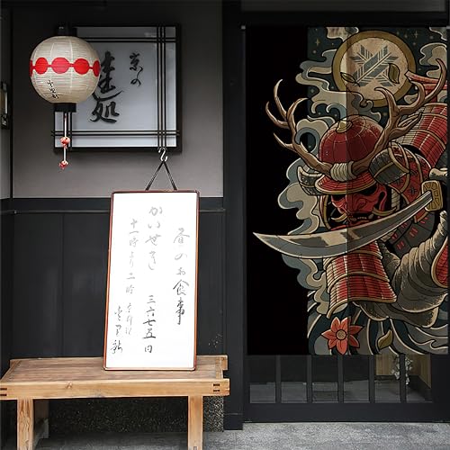 Cortina de porta japonesa Noren, Japanese Warrior, 34