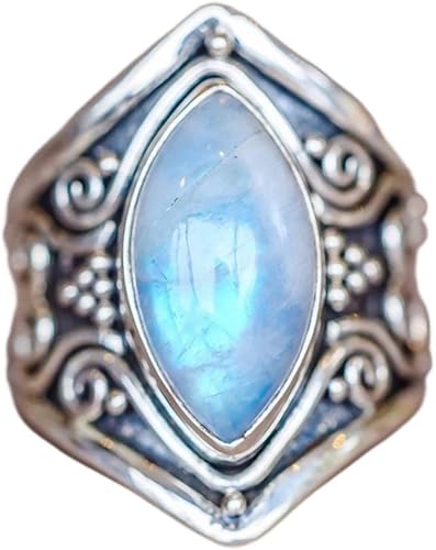 Anillos solitarios de plata de ley 925 maciza con forma de marquesa natural, diseño victoriano, vintage, tallado, anillo de piedras preciosas para