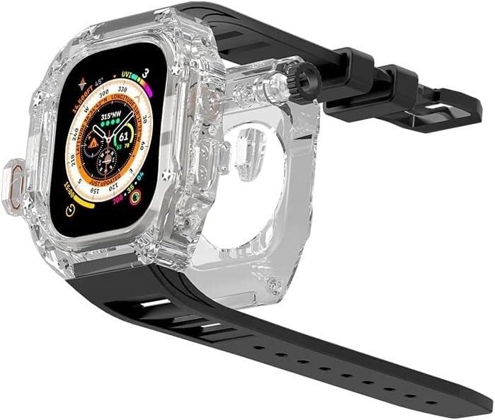Correa de goma transparente para Apple Watch 45mm 44mm repuesto de bisel 3