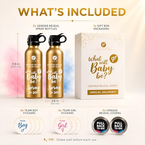 Gender Reveal Smoke Bombs Set – 2 Pack Gender Reveal Fire Extinguisher Spray (Pink, 0.66lb Each) – Non-Toxic Cornstarch Cloud for Baby Girl Reveal Party Ideas – Stickers Included by Sprout & Pop - Image 9